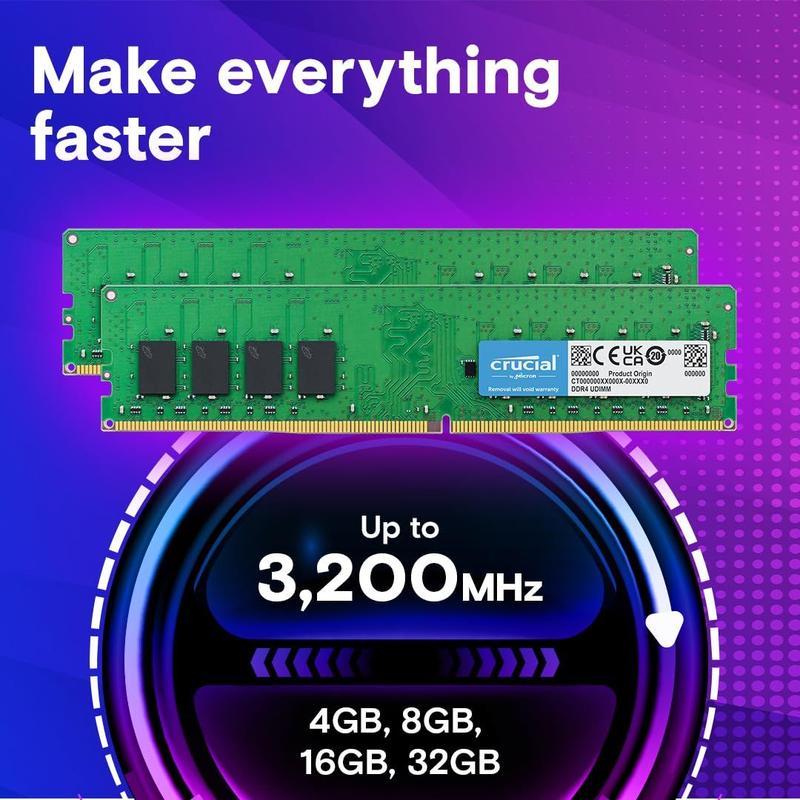Kit de Memória RAM Crucial 8GB (2x4GB) DDR4 2400MHz CL17 para